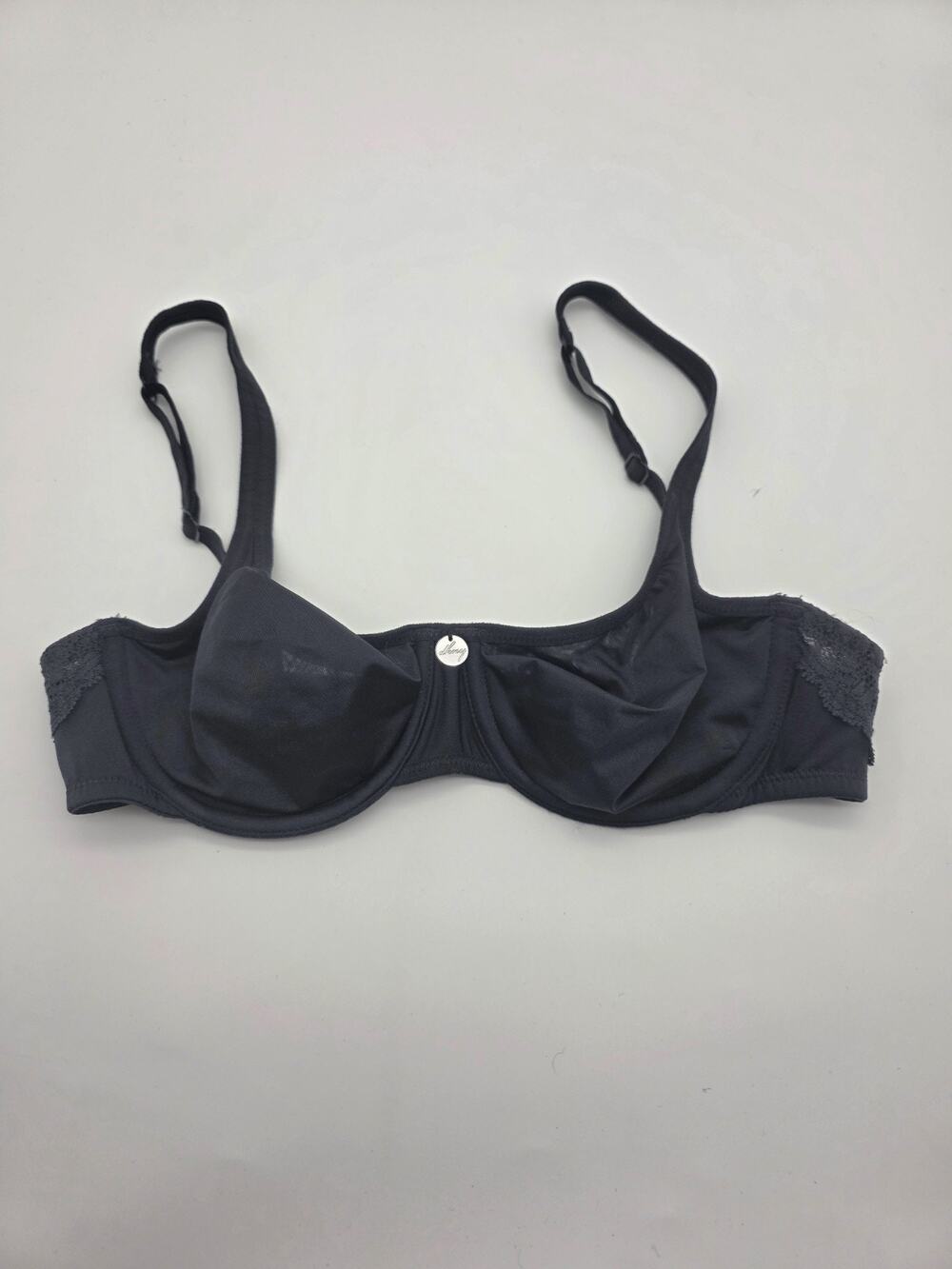 DKNY Black Lace Demi Underwire Bra 32B Adjustable Straps Style 453121